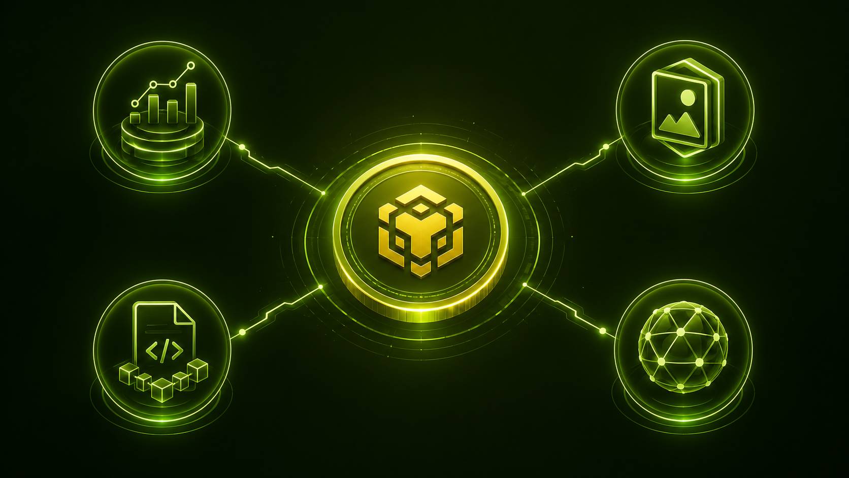 اکوسیستم BNB Chain شامل قراردادهای هوشمند، DeFi و NFT