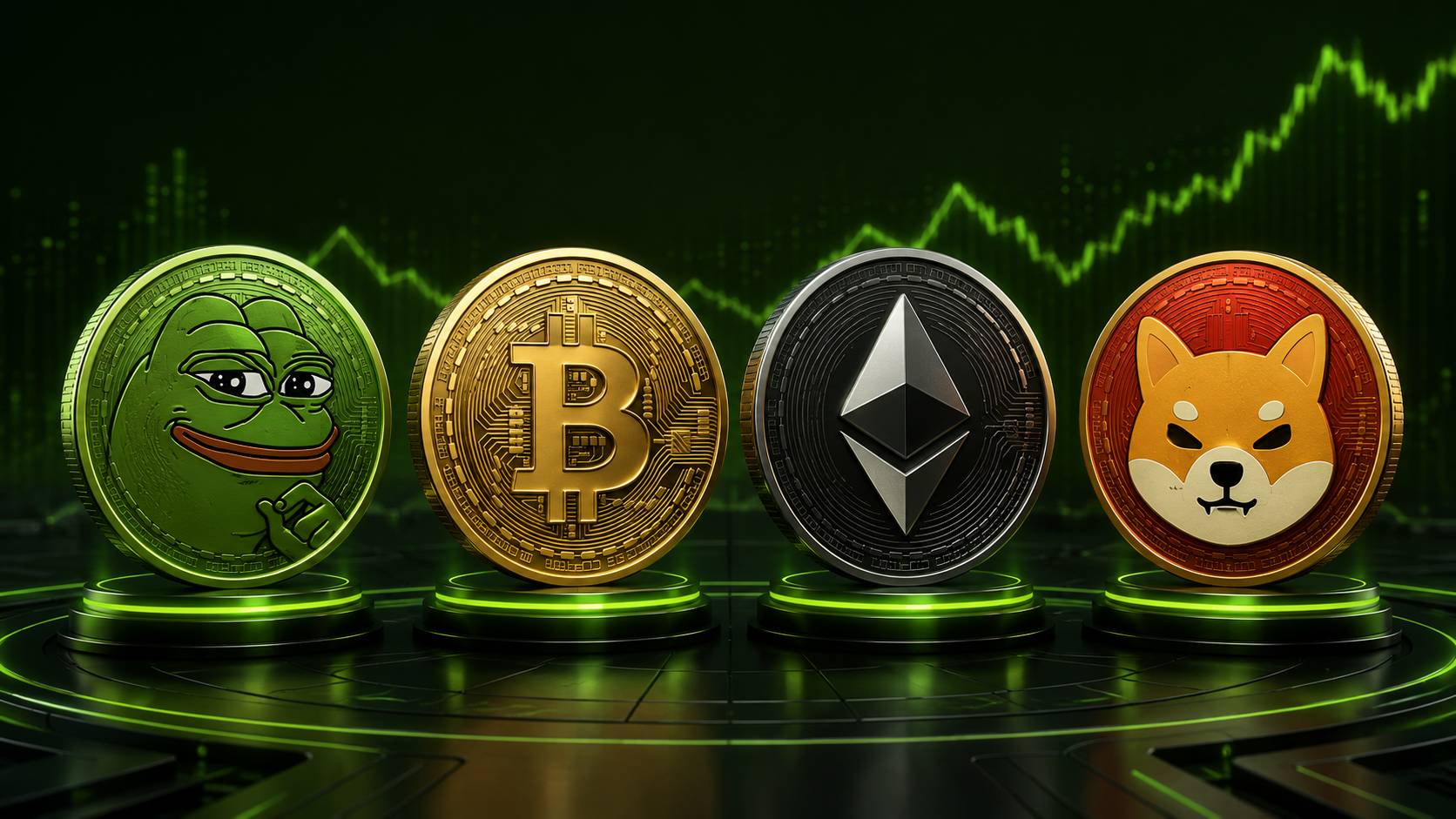 مقایسه پپه کوین PEPE با بیت کوین اتریوم و شیبا اینو