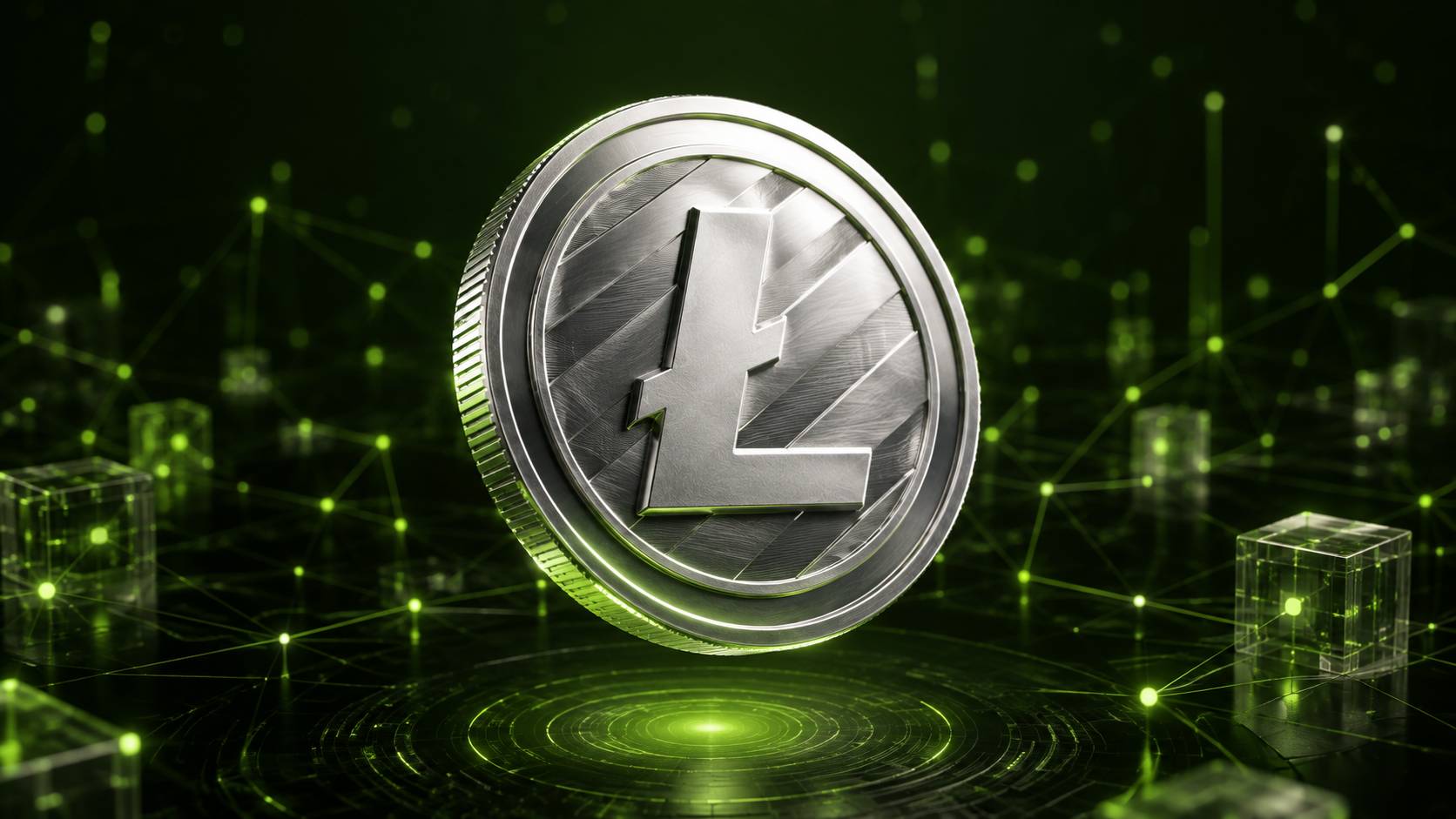 نمای سه بعدی لایت کوین LTC در شبکه بلاکچین.jpg