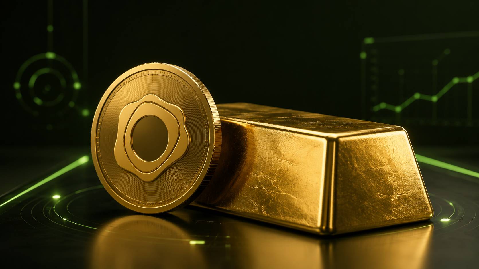 توکن پکس گلد (PAXG) در کنار شمش طلای فیزیکی